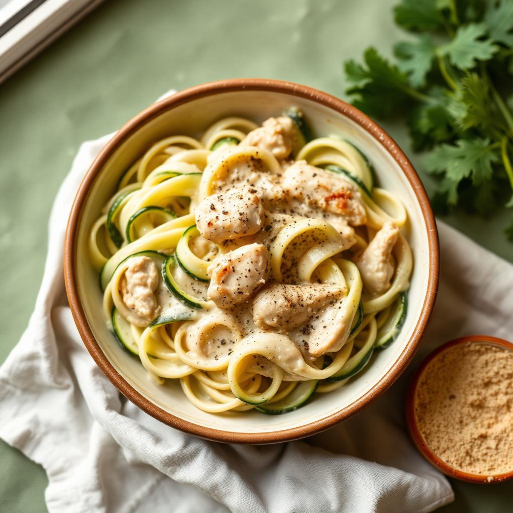 Creamy Keto Chicken Alfredo with Zucchini Ribbons