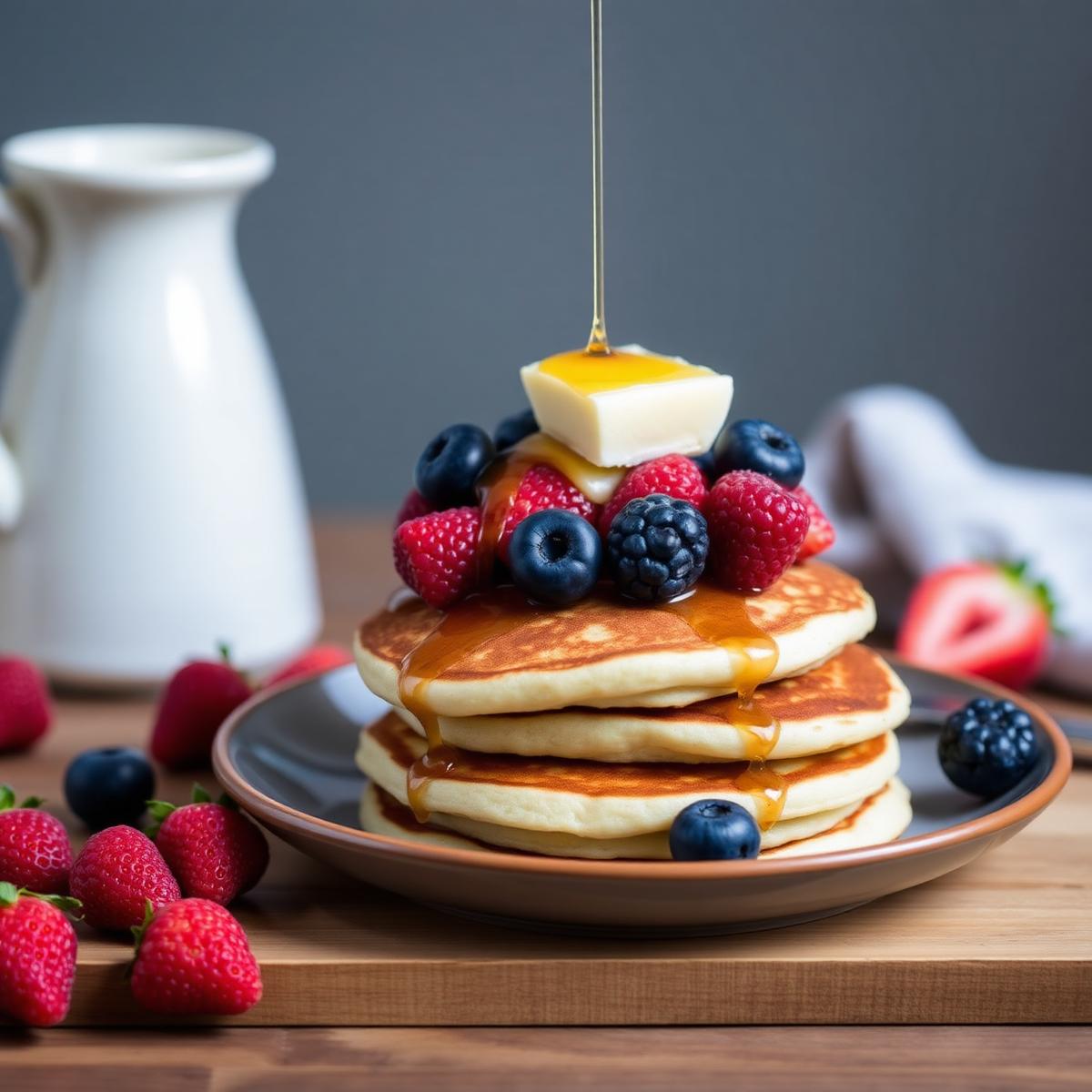Fluffy Almond Flour Pancakes with Berries