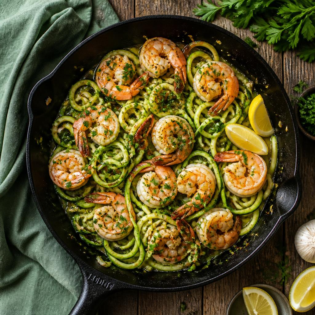 15-Minute Garlic Butter Shrimp with Zucchini Noodles