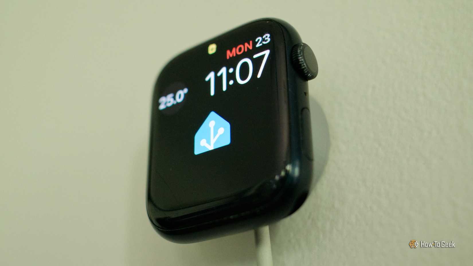 The Apple Watch Home Assistant dashboard on the watch face.