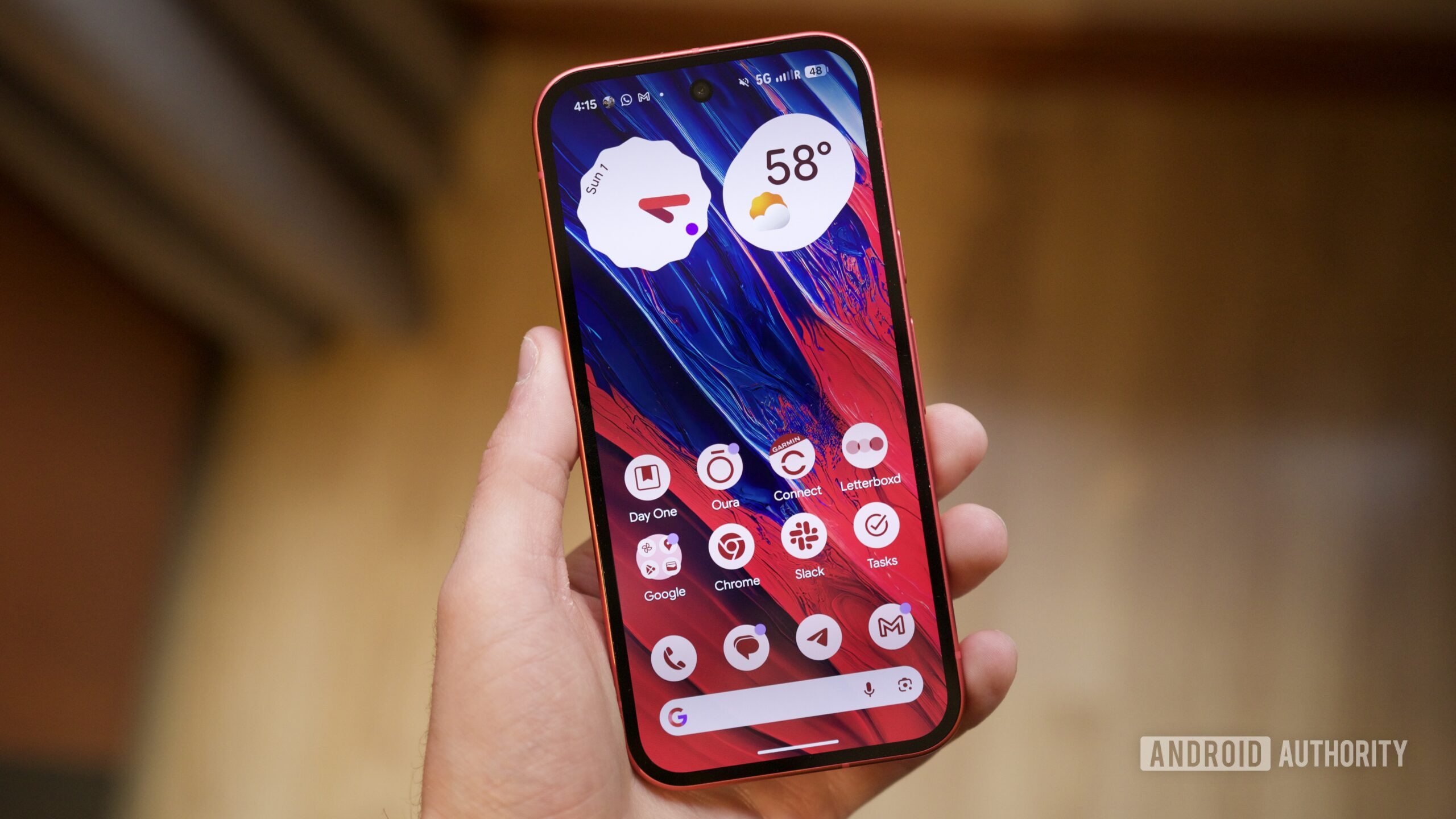 Google Pixel 10a with its screen.