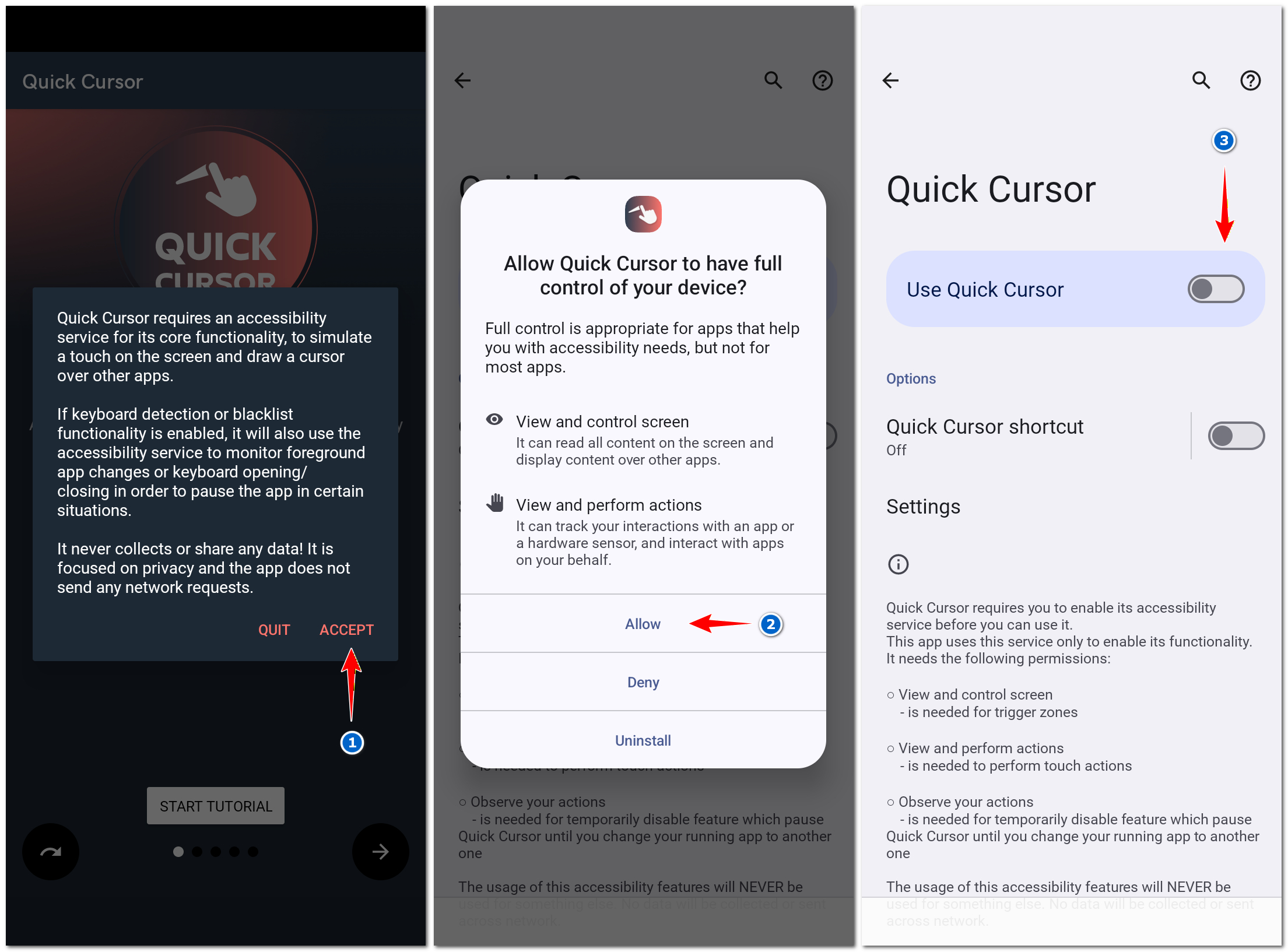 quick cursor start steps