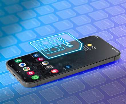 A phone with an eSIM slot on top of the screen.