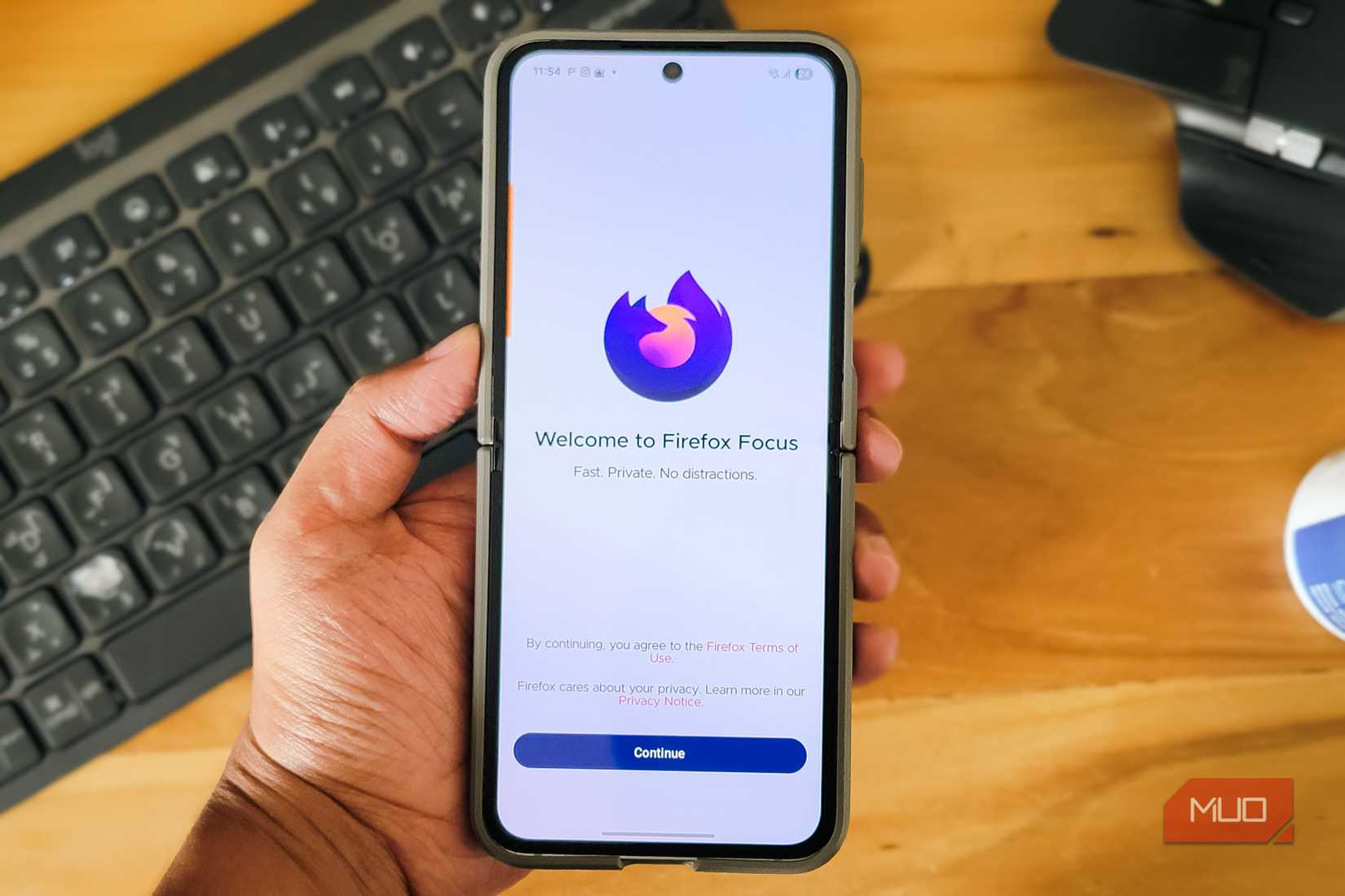FIreofox Focus browser app opens on Samsung Galaxy Z Flip 6 handheld