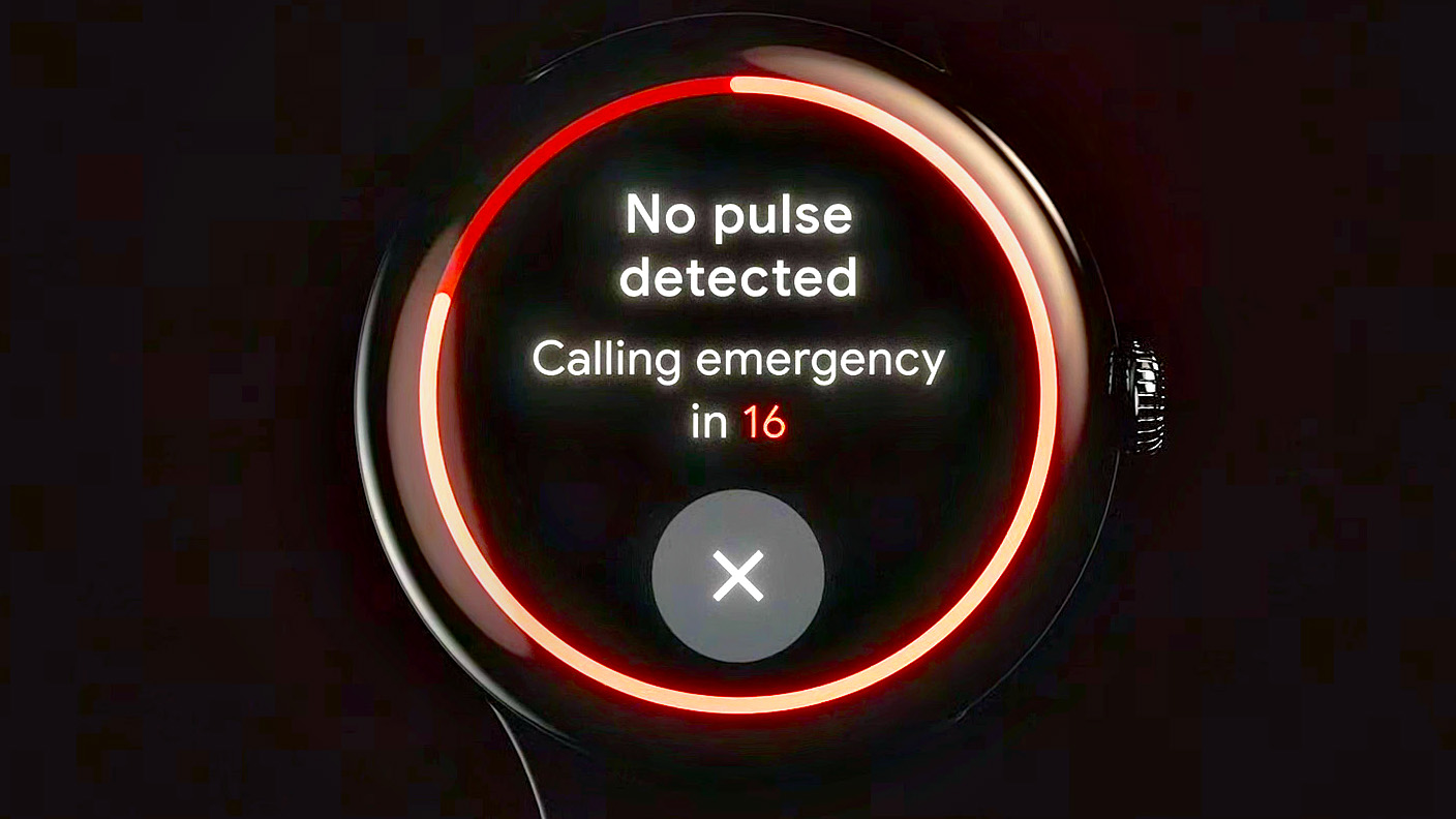 A slide from the Pixel Watch 3 launch event introduces the new Loss of Pulse Detection feature.